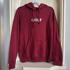 Golf Logo Red Embroidered Hoodie Size Small